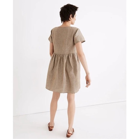 NWT Madewell Linen-Blend Alexandra Button-Front Mini Dress in Olive Branch - S - Picture 3 of 14
